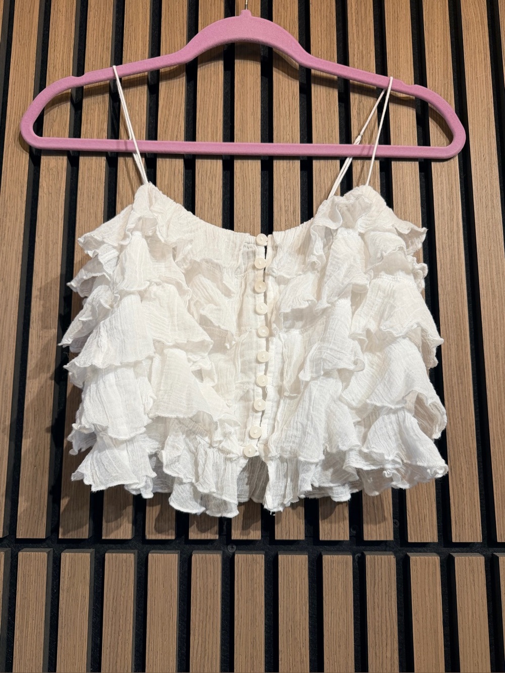 Free People white ruffled cotton crop top